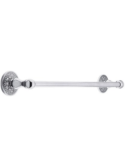 18 inch Brass Towel Bar with Lancaster Rosettes in Polished Chrome.